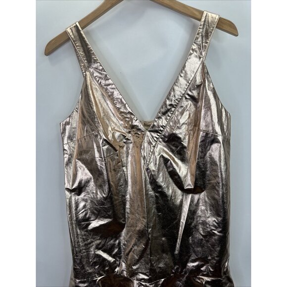 Anthropologie Mare Mare Metallic Rose Gold V-Neck Dress Size Medium NWT - Picture 5 of 11